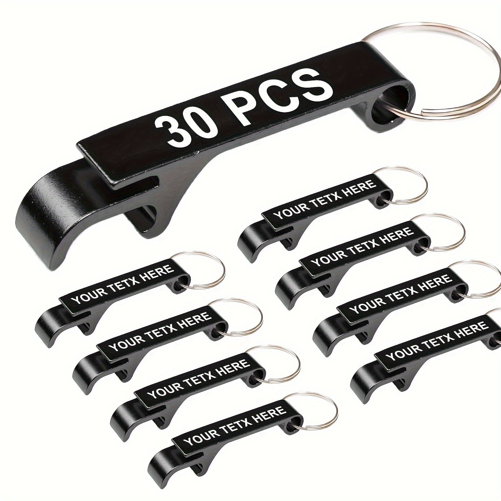 30 Personalized Keychain Bottle Openers for Weddings and Promotions Durable Lightweight No Power Needed