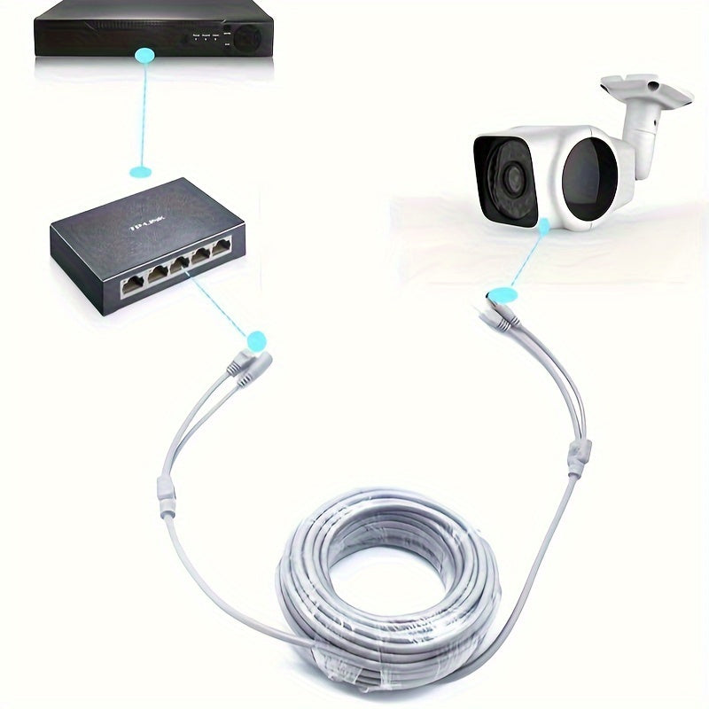 10M 20M Ethernet Cable with RJ45 and DC Connectors for Surveillance Cameras