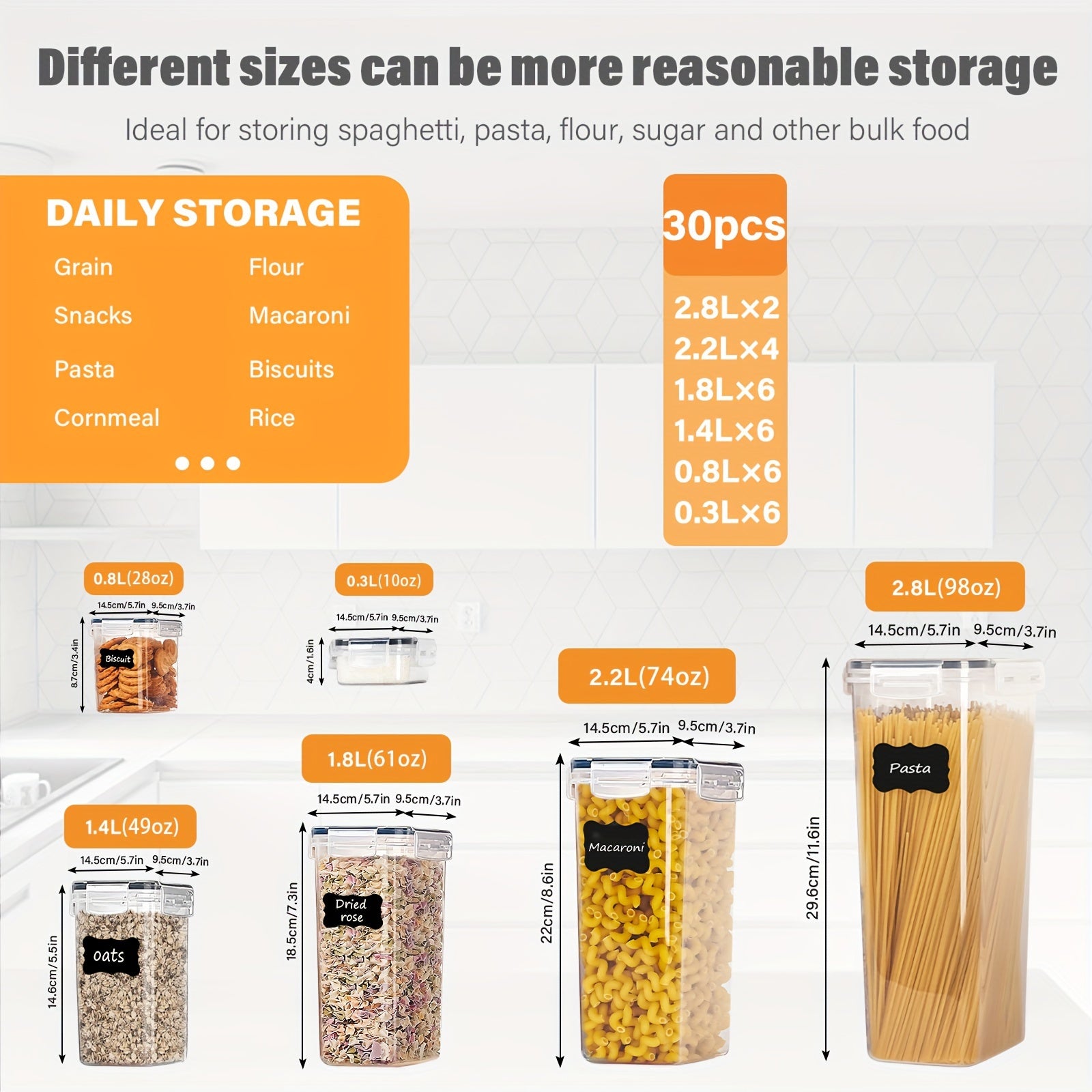 30-штук герметичных контейнеров для хранения продуктов из пластика без BPA, черные, безопасные для посудомоечной машины