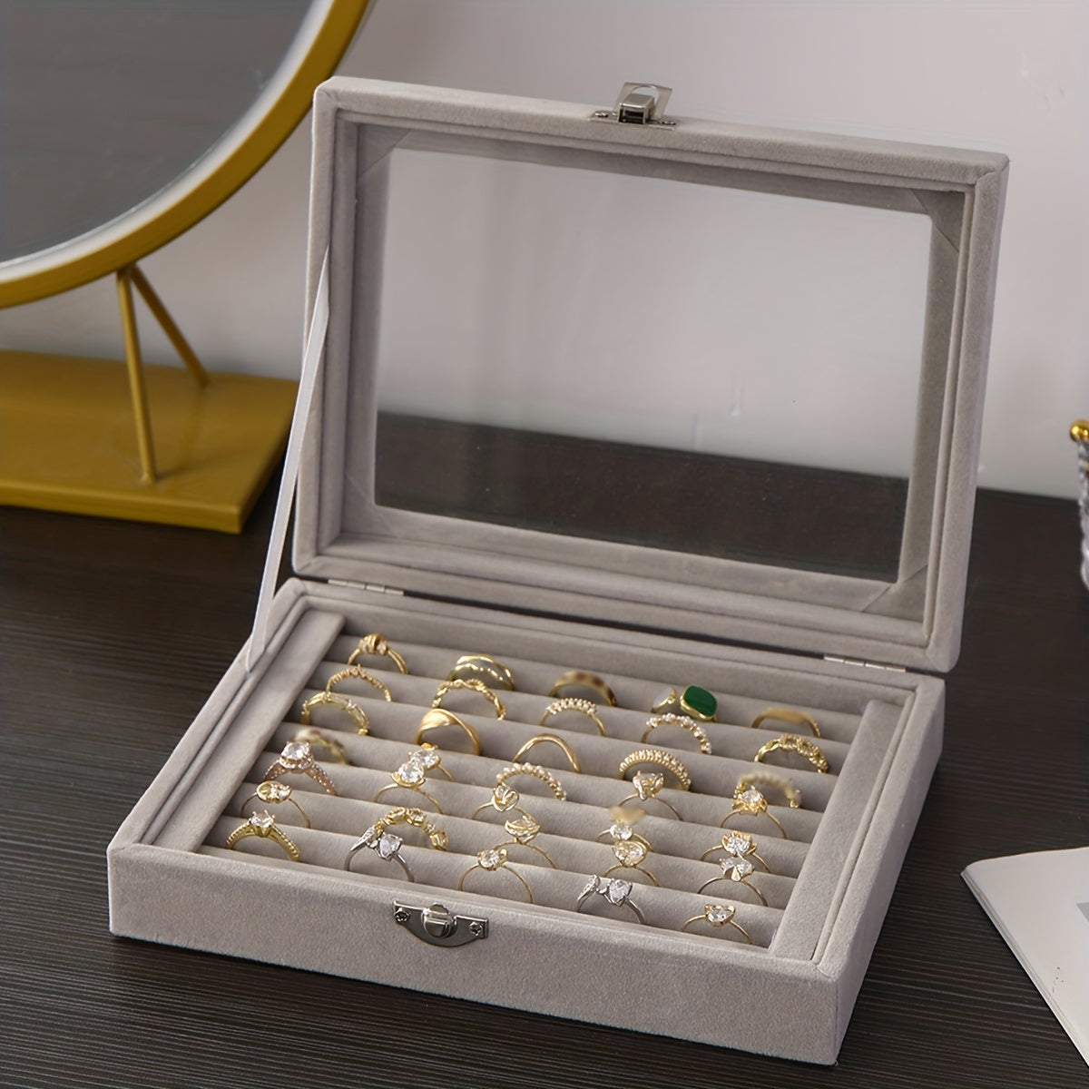 Clear Lid Jewelry Organizer for Girls and Women Storage Box for Rings Earrings Bracelets