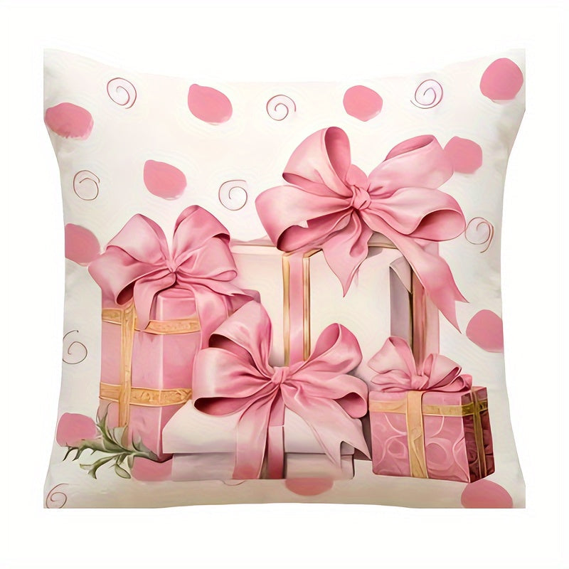 Double-Sided Throw Pillow Cover Mid-Century Chic Polyester Zipper Christmas Decor