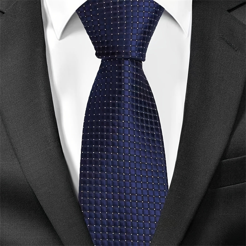 Men's Classic Business Tie Small Plaid Pattern Wedding Tie for Formal Events