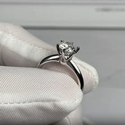 Silver Ring with 0.5 Carat Moissanite Stone and Six-Prong Setting for Engagement and Everyday Wear
