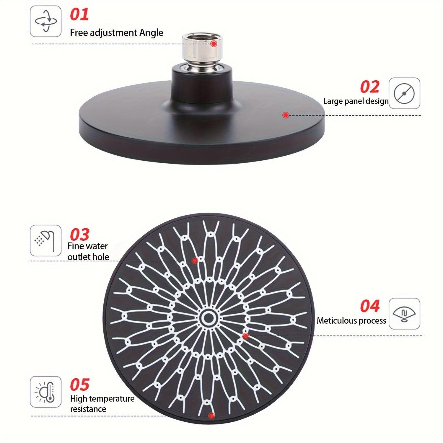 Stainless Steel 6-Inch High-Pressure Rain Shower Head for Hotel Bathrooms