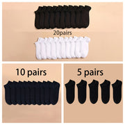 Unisex Solid Color Short Socks 20 Pairs Breathable Comfortable All Seasons