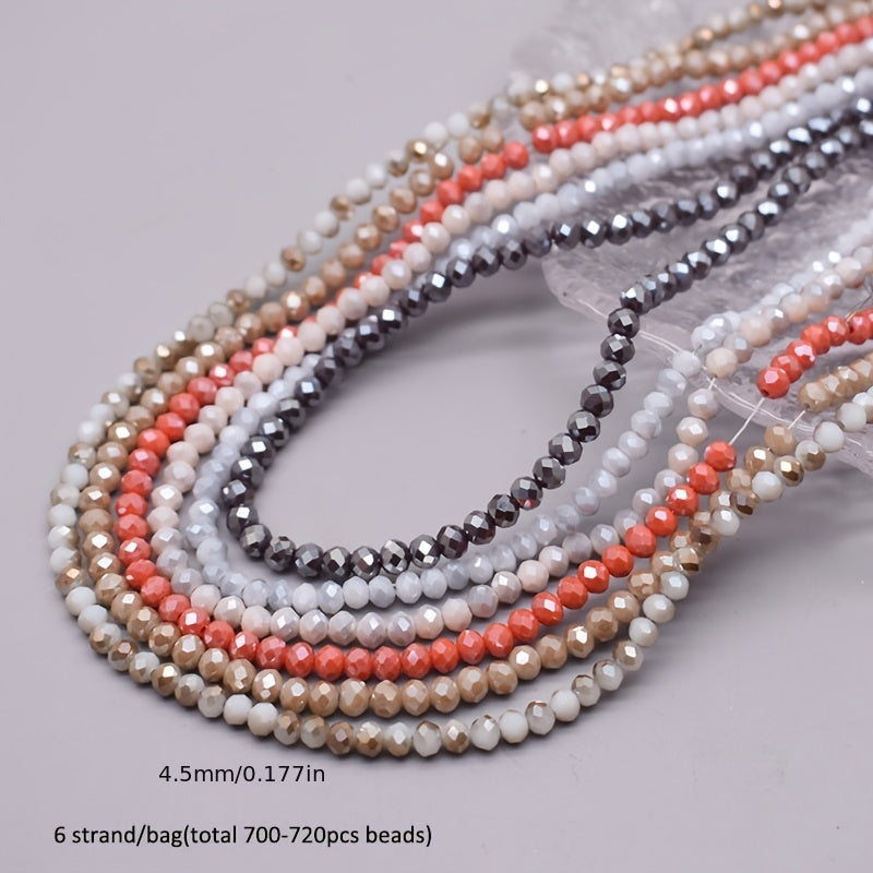 720 Pieces Faceted Glass Rondelle Beads 4mm for Jewelry Making and Crafts
