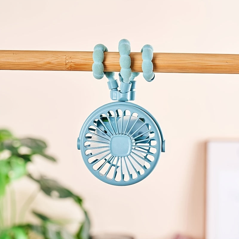 Portable Mini Fan with Adjustable Stand and Wrist Strap USB Rechargeable Lightweight Compact for Strollers Outdoors Travel