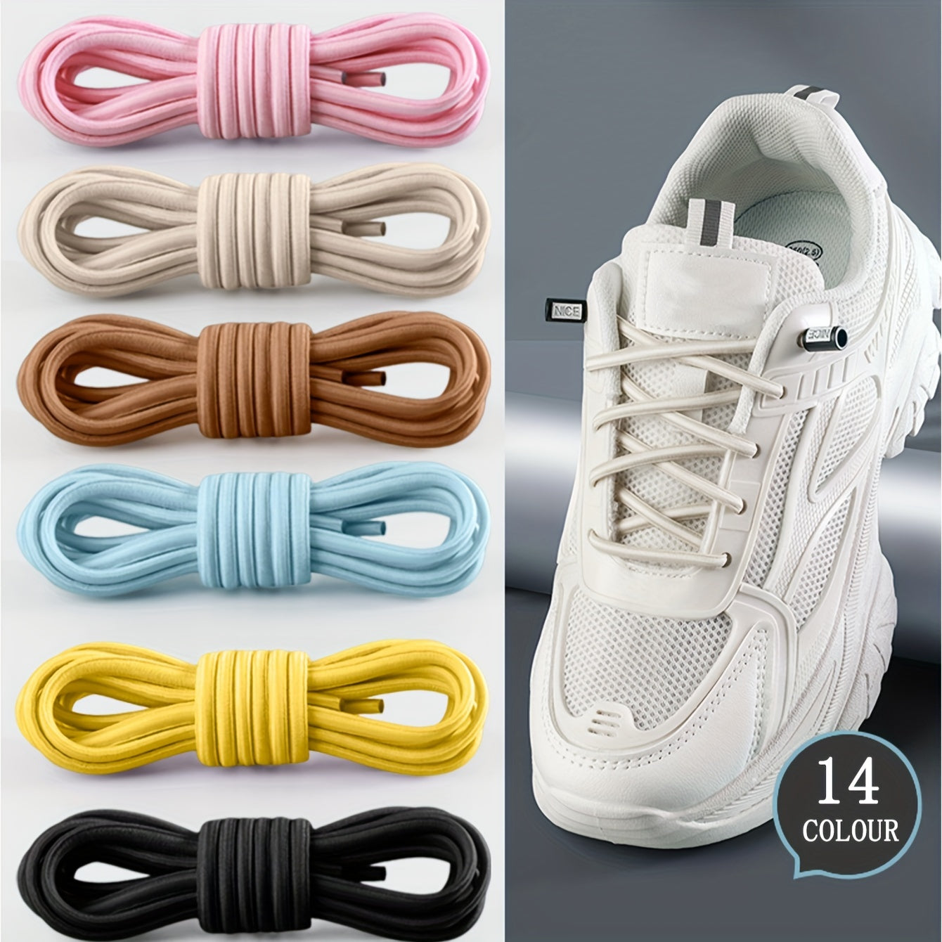 Unisex Elastic No-Tie Shoelaces with Safety Buckle Multicolor Durable Knit