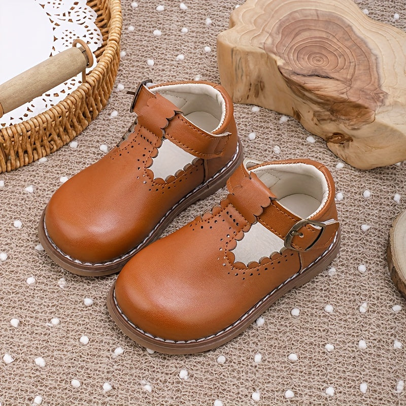 Girls' Mary-Jane Brogue Shoes Lightweight All-Season Rubber Sole for Ages 14 and Under