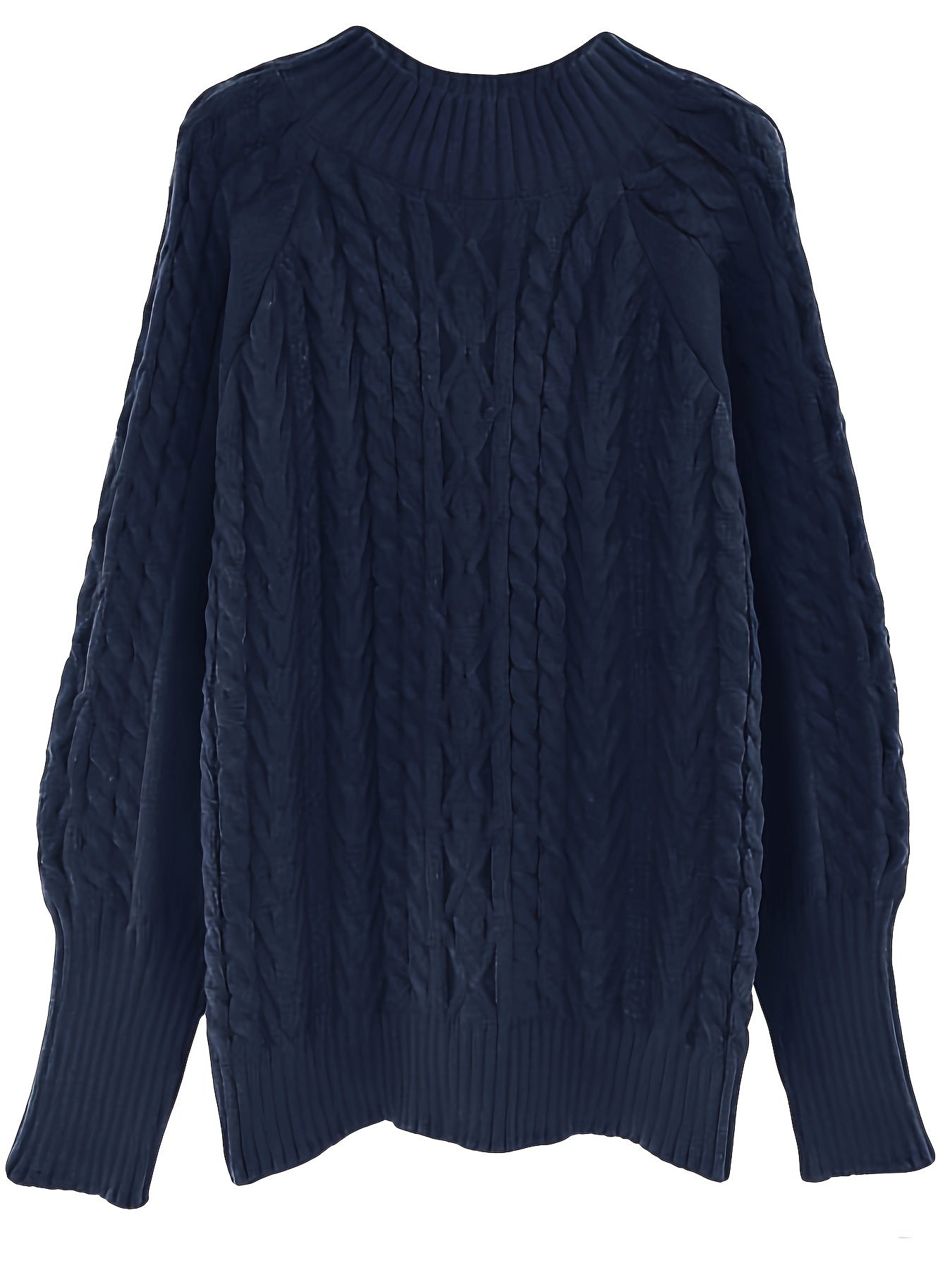 Suéter de punto de cuello alto oversize para mujer, de poliéster sólido, manga larga, para otoño e invierno