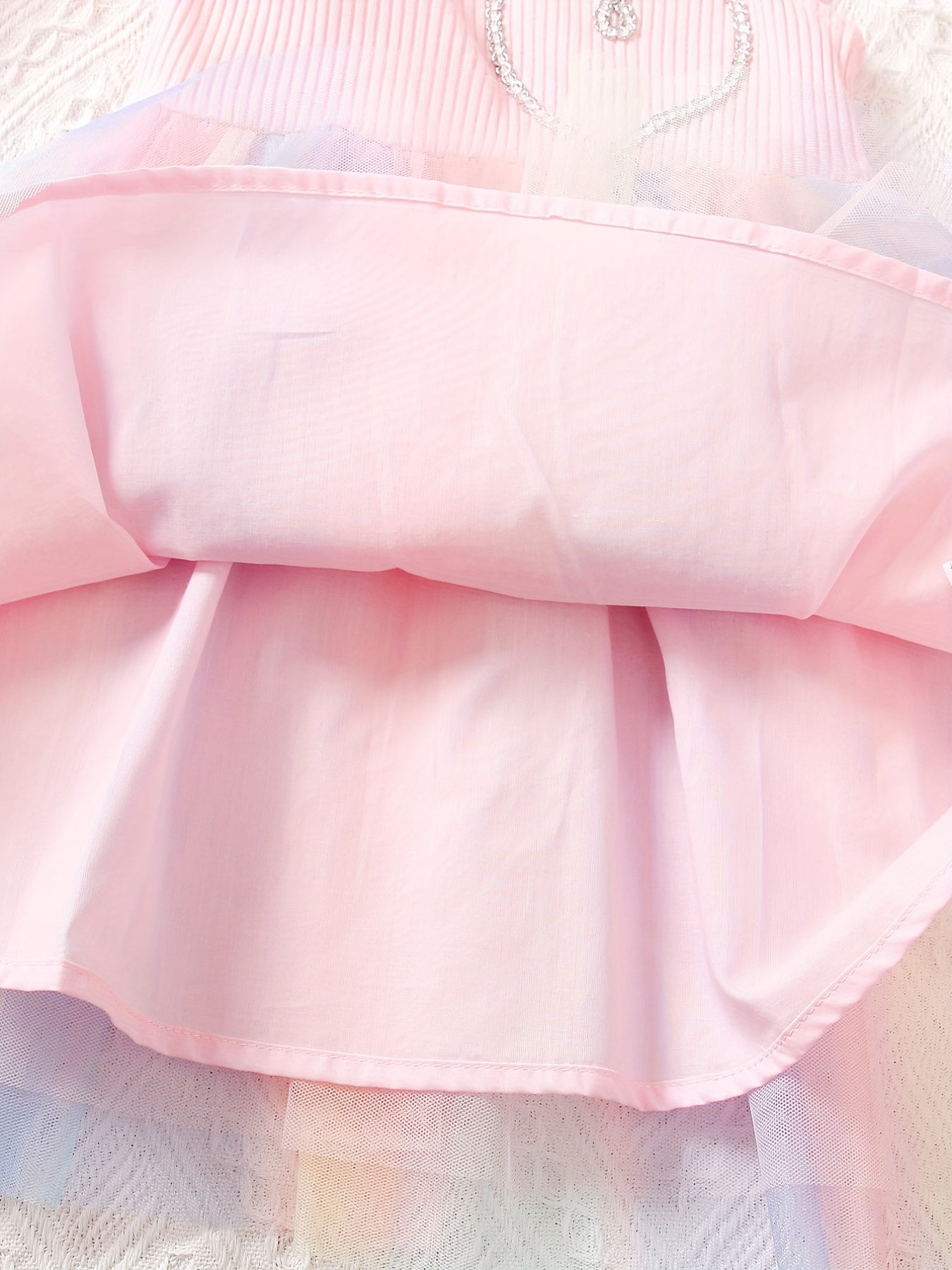 Children's Rainbow Tutu Princess Dress with Rhinestone Decor and Flying Sleeves for Summer