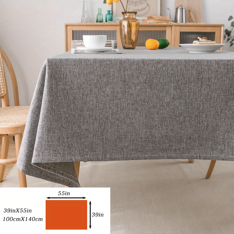 Mantel de poliéster gris impermeable para mesa rectangular de comedor