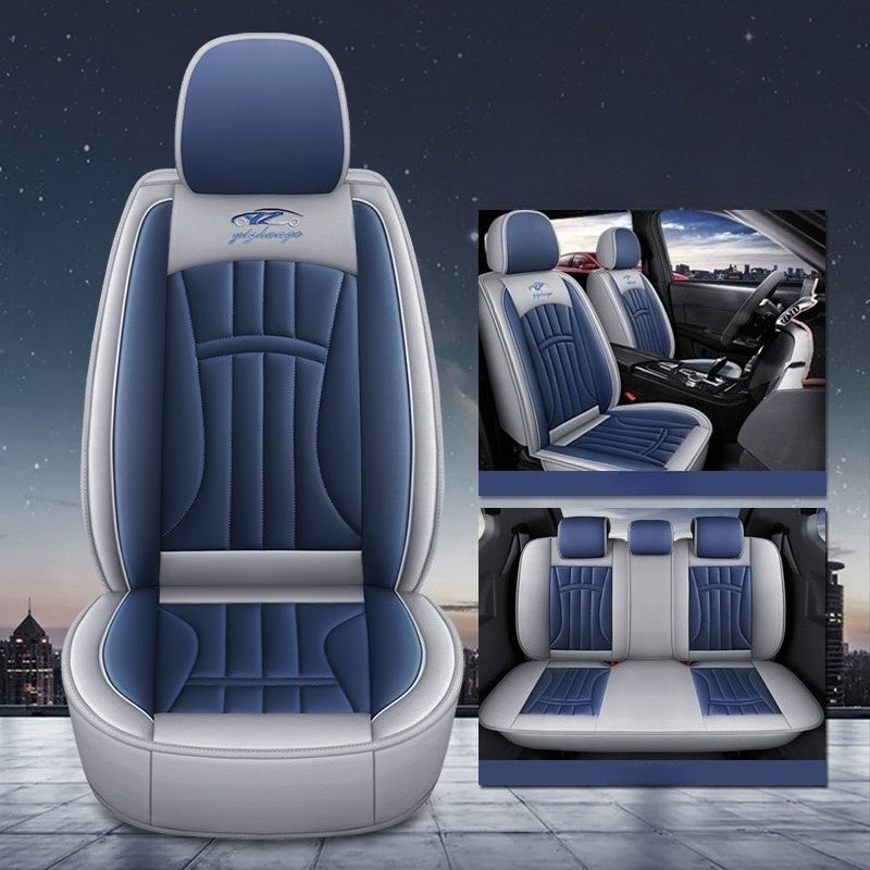 Car Seat Covers And Floor Mats Full Set Blue Gray Wear-Resistant Non-Slip