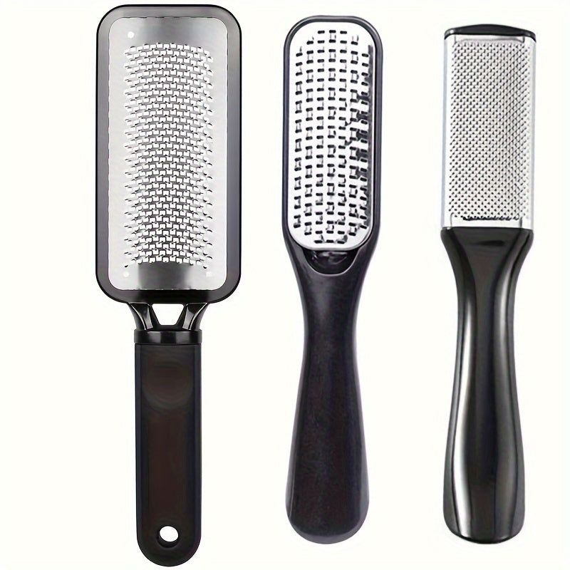 Set of 3 Stainless Steel Foot Files for Callus Removal and Foot Care in Wet or Dry Conditions