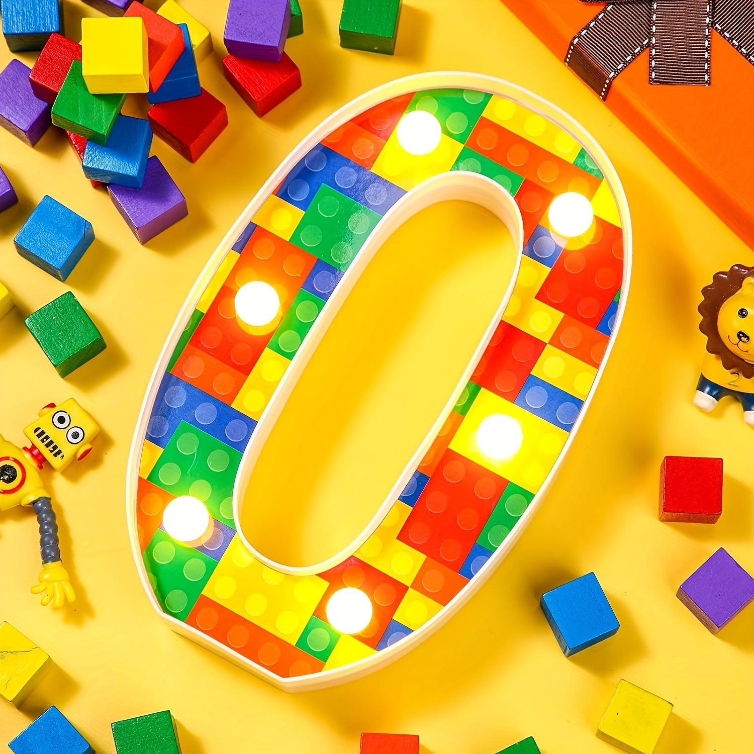 1 шт. Цветной светодиодный строительный блок номер, работающий от батареек, прочный пластик, требуются батарейки AA, идеально подходит для вечеринок, батарейки не включены