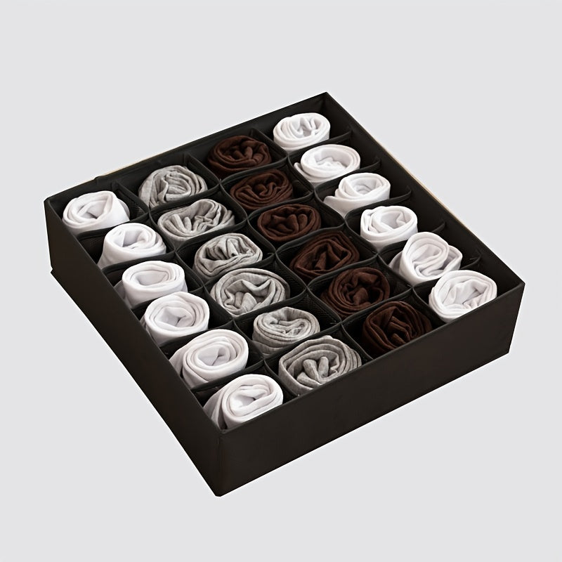 Caja de almacenamiento de ropa interior de tela con 24 compartimentos para calcetines y corbatas