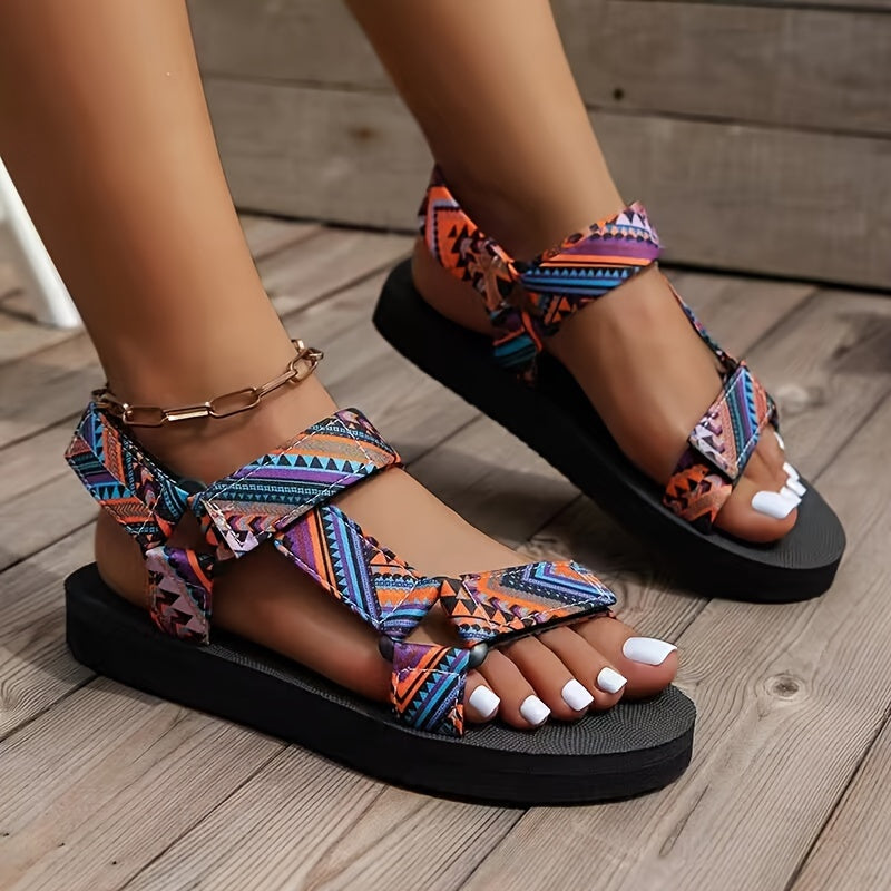 Women's Plus Size Thick-Soled Summer Color Block Ethnic Style Sandals