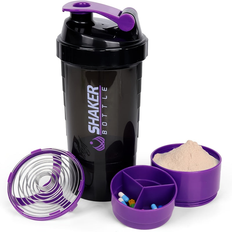 16oz Leak-Proof Plastic Protein Shaker Bottle for Fitness and Workout
