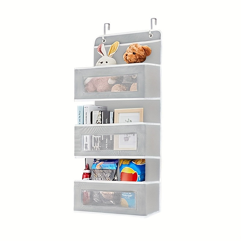 Katta tarmoqli osilgan tashkilotchi, kosmetika, o'yinchoqlar va saqlash uchun shaffof cho'ntaklar bilan