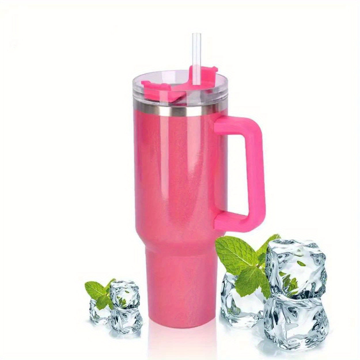 Rainbow Gradient 40 oz Insulated Travel Mug with Handle and Straw