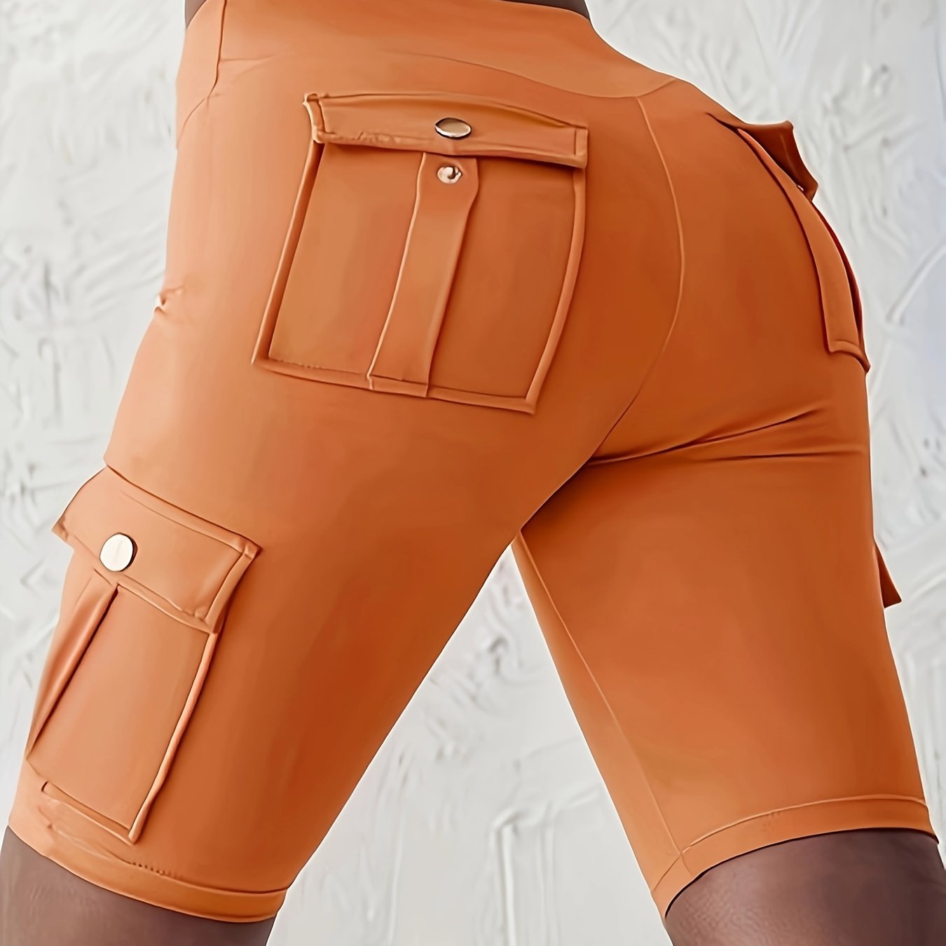 Plus Size Women's Black High-Waisted Stretch Shorts with Pockets