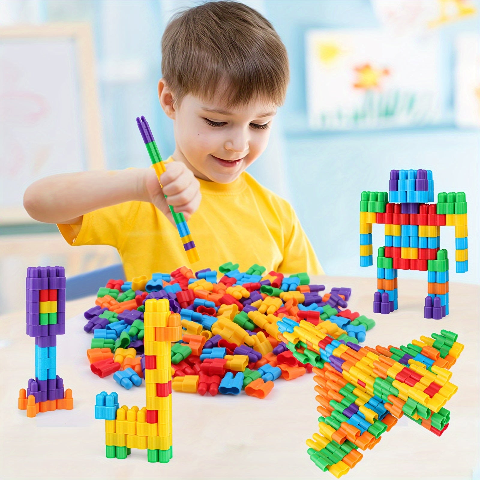 200 DIY Bullet Shape Building Blocks for Kids Age 3 Plus Multicolor