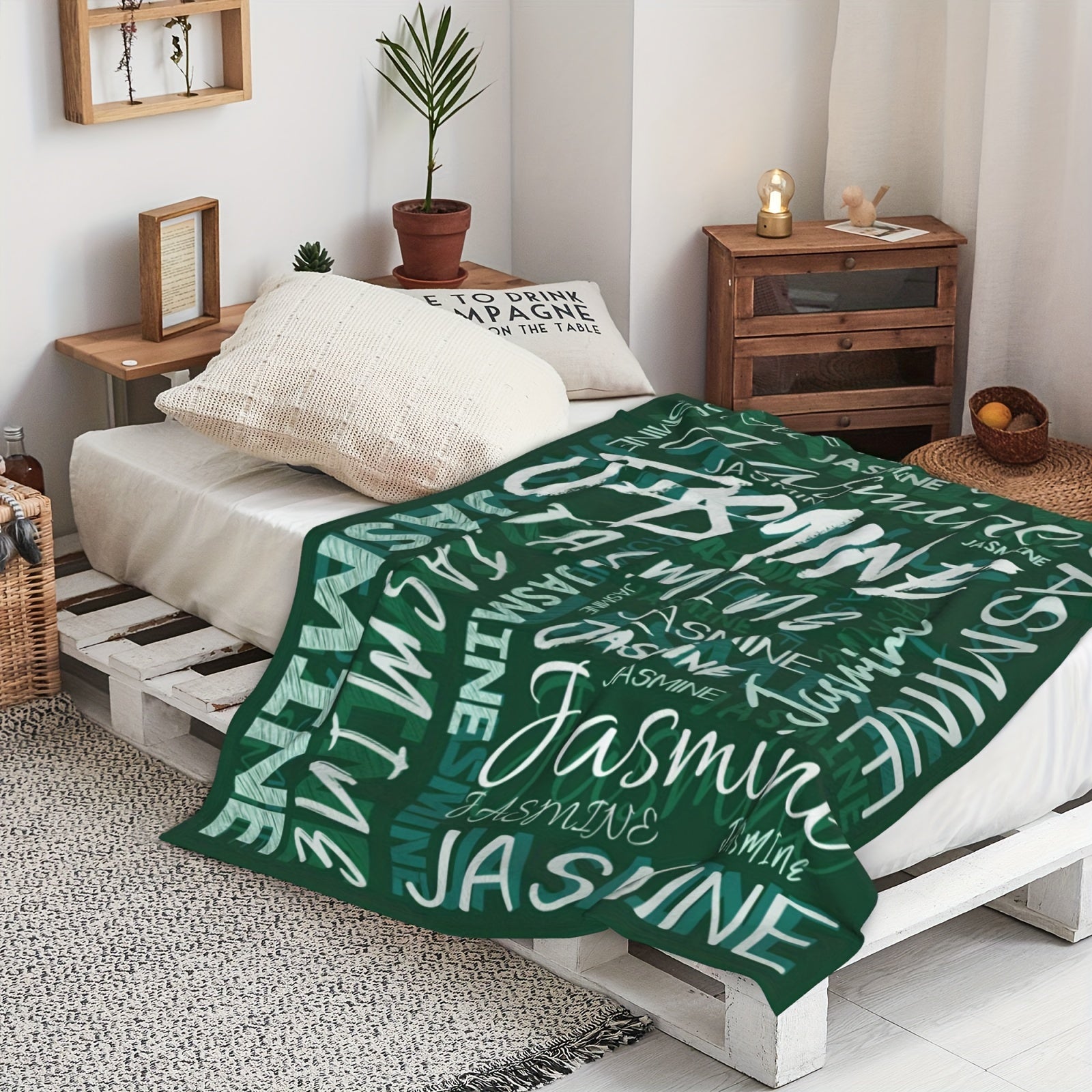 Personalized Soft Flannel Blanket Custom Name All-Season Throw for Office Chair Picnic Travel