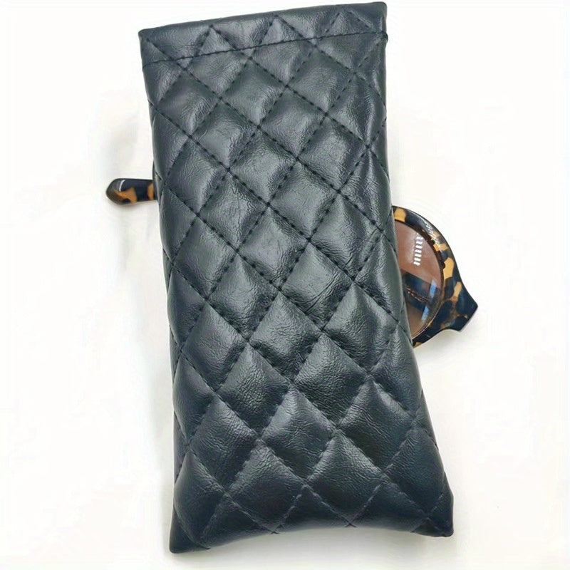 Unisex PU Leather Glasses Case Soft Interior Compact Quilted Black White Pink