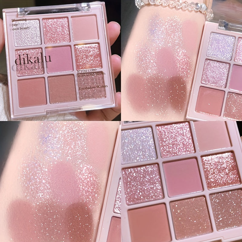 Женская палетка теней для глаз Cherry Blossom, 9 цветов, с глиттером, матовые и шиммерные, стойкие