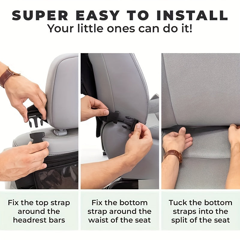 Car Seat Organizer with Back Storage Toy Hanging and Anti-Kick Pad