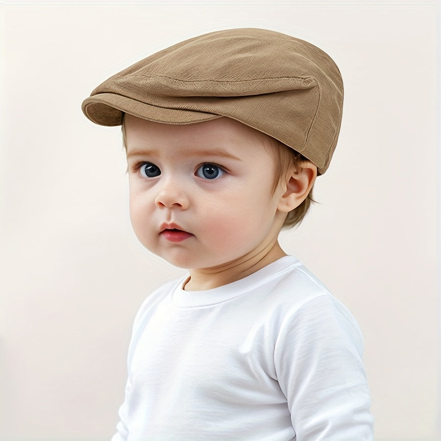 Kids' Adjustable Sun-Protective Beret Hat with Elastic Band for Outdoor Activities and Travel