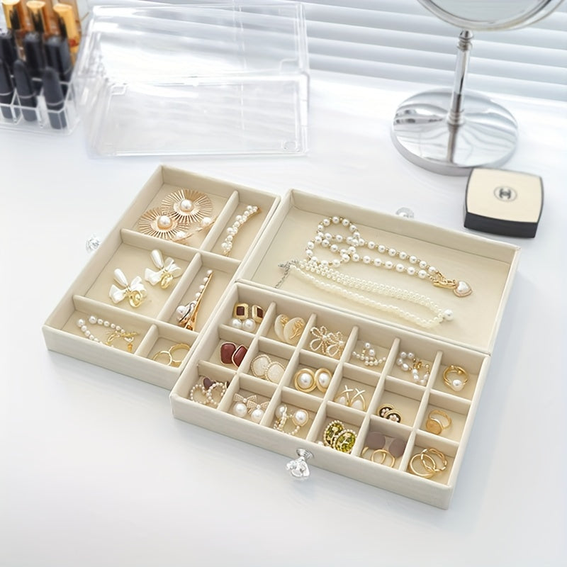 Plastic Jewelry Organizer Box with Fabric-Lined Drawers and Moisture-Proof Compartments