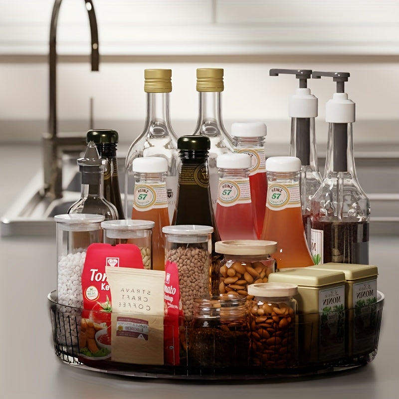 Вращающийся на 360° поднос для кухонного органайзера белого цвета - универсальное хранилище для специй, приправ и косметики - идеально подходит для столешниц и организации кладовых, удобный поднос для кухонной стойки
