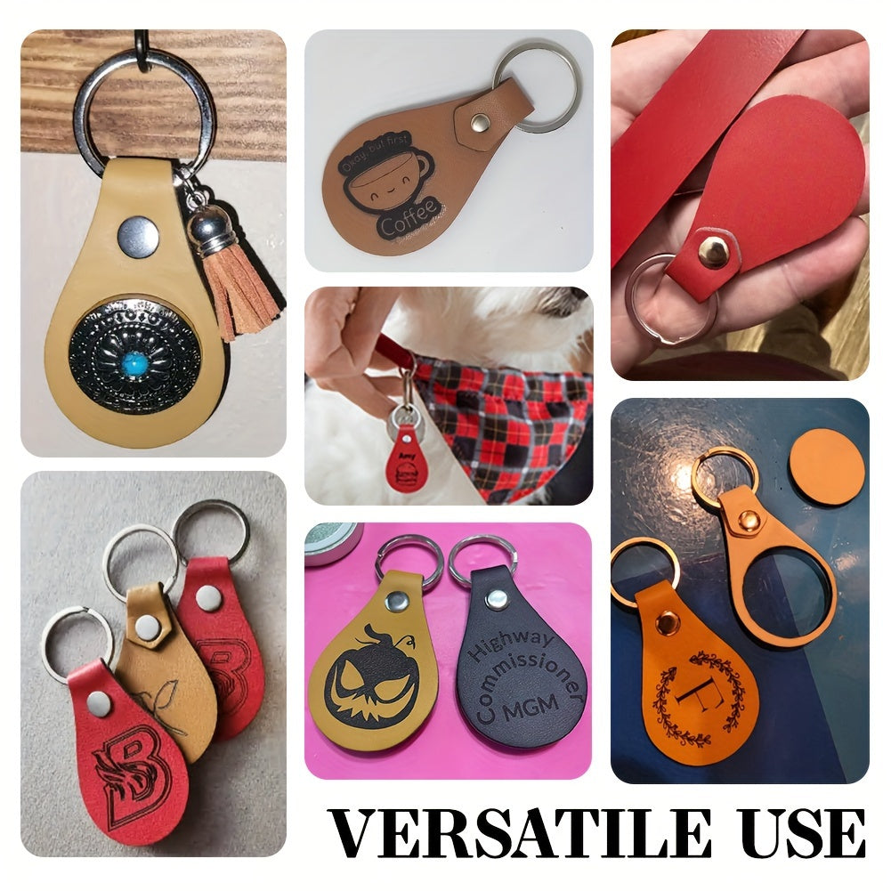 30 Pack PU Leather Key Fob Blanks with Laser Engraving for Gifting and Crafting