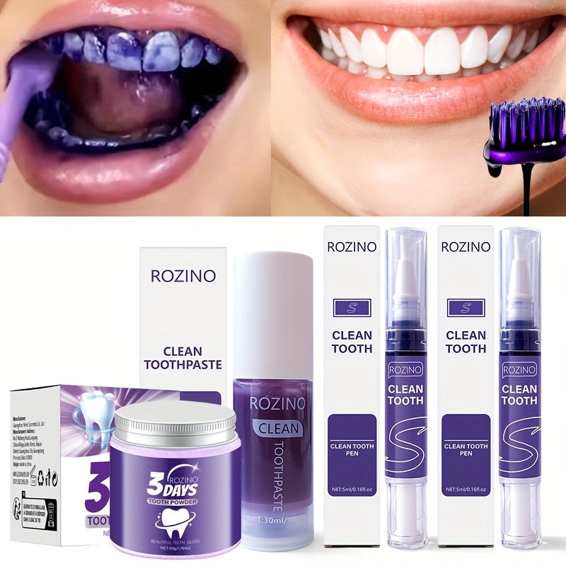 Purple Tooth Powder Set for Brightening Bad Breath and Gum Protection