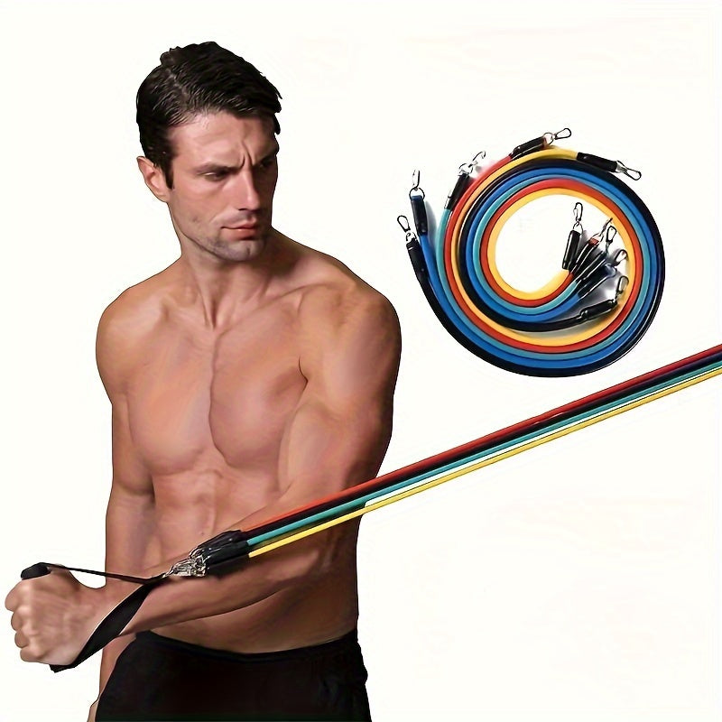 11-Piece Resistance Band Set for Full-Body Workout with Resistance Ropes and Stackable Bands