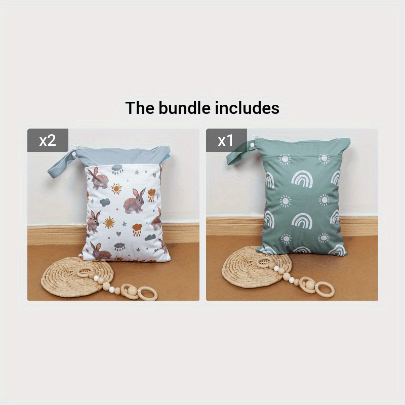 30x40cm Waterproof Reusable Cloth Diaper Wet Bag with Zipper Closure