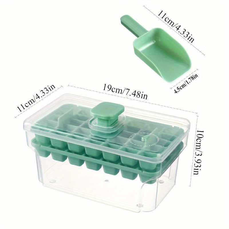 Ice Cube Tray Set with Storage Box and Scoop, 68-Cavity, BPA-Free Plastic