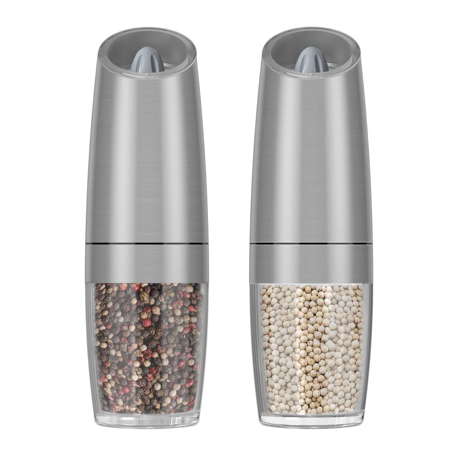 Electric Pepper and Salt Grinder Set with Adjustable Coarseness Battery Operated Stainless Steel with LED Light