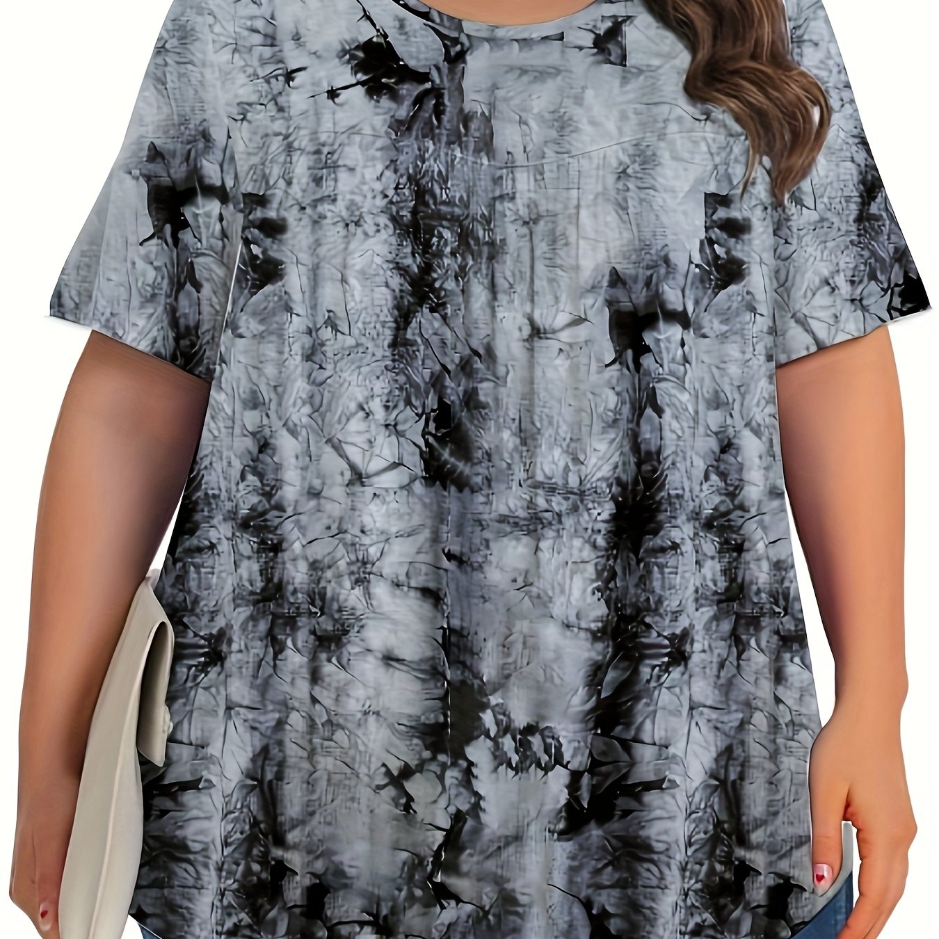 Plus Size Women's Floral Print Short Sleeve T-Shirt Casual All-Season Top