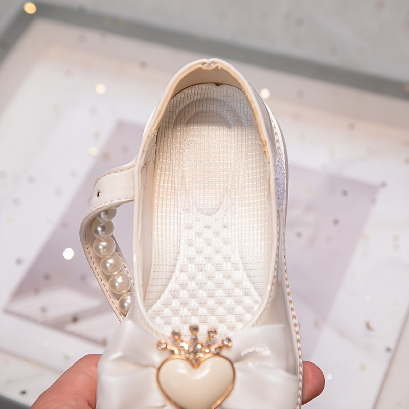 Girls' Microfiber Leather Princess Shoes with Heart Pattern for Autumn and Winter