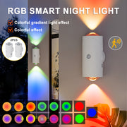 2 перезаряжаемых светодиодных ночника с датчиком движения, RGB градиентныйAmbient light, регулируемый внутренний свет, магнитный свет для лестницы для различных мест.
