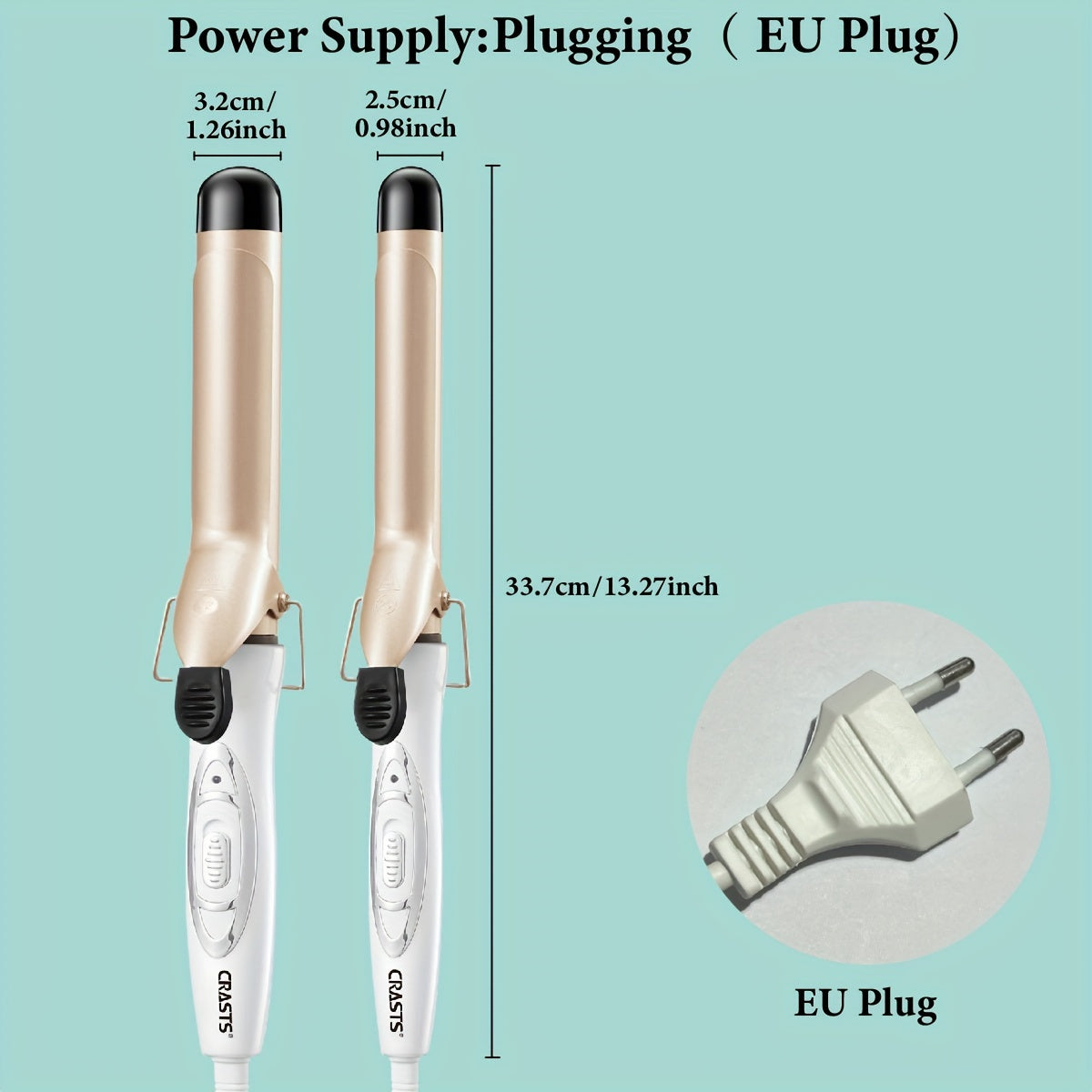 Rizador de iones negativos para cabello, varita voluminizadora de 32 mm y 25 mm, para cabello seco, rizador automático