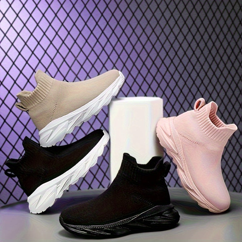 Kids Mid-Top Slip-On Sneakers Breathable Fabric EVA Sole Casual Boys Girls Under 14