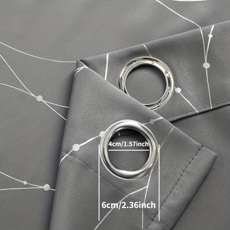 Geometric Pattern Blackout Curtain with Heat Insulation Oil Print Grommet Top for Bedroom Living Room Office