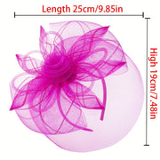 Women's Flower Mesh Feather Fascinator Headband for Weddings, Parties, and Horse Racing
