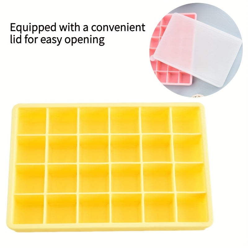 Silicone Ice Cube Tray Mold with Lid 15/24 Square Grids BPA-Free