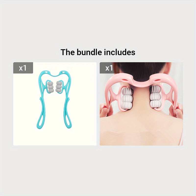 Pink Ergonomic 6-Ball Trigger Point Massager for Full Body Relaxation Portable Handheld Shoulder Massage Tool