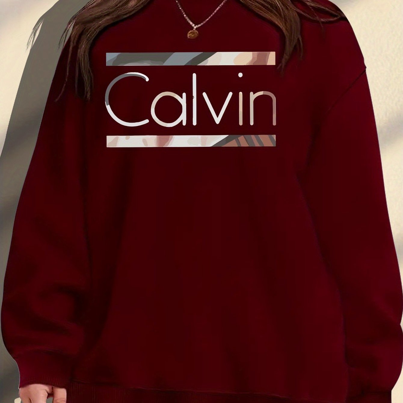 Plus Size Women's Crew Neck Sweatshirt Light Blue Relaxed Fit Knit