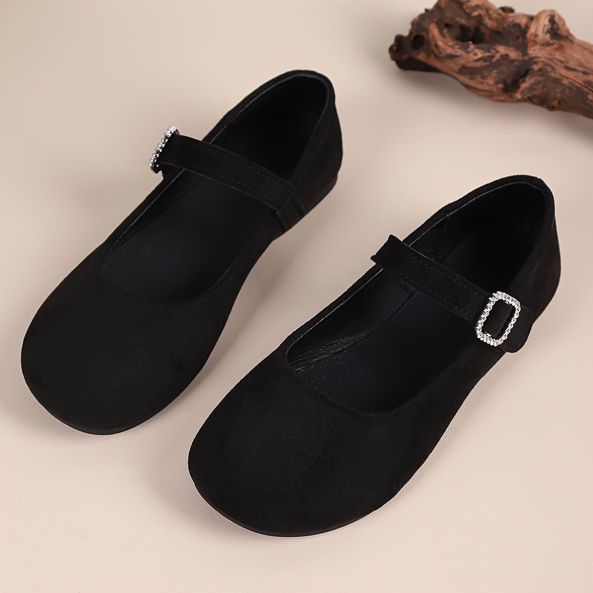 Ayollar Mary Jane tuflari, rhinestone tokchali, yashil, yengil fleece, qulay